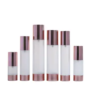 Bouteilles de pulvérisation de pompe sans air cosmétiques écologiques de 20ml 30ml 50ml 60ml 100ml 120ml avec bouchon de pression en or de luxe de l'emballage cosmétique