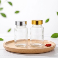 Bouteilles en verre transparent de 100 ml, 120 ml, 150 ml, 200 ml avec bouchon à vis doré, vente en gros pour compléments alimentaires et bonbons gélifiés