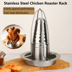Soporte para <span class=keywords><strong>Pollo</strong></span> de Acero Inoxidable, Soporte Perforado para Aromatizar Aves con Bandeja Recolectora para Parrilla, Horno, Camping y Cocina - Product Image 4
