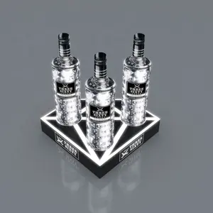 Diamond Shape Whisky Vodka Bottle Glorifier Premium Look Led Lighting Base For Illumination Bottle Stand Display