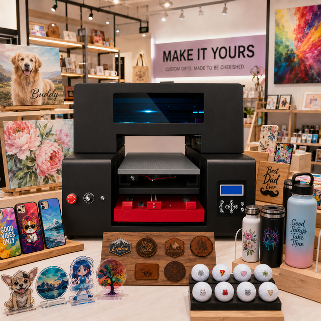Refinecolor Multifunction A3 UV DTF Printer CMYKW Varnish Impresora UV Printing Machine for Water Bottle Phone Case Patches Wood