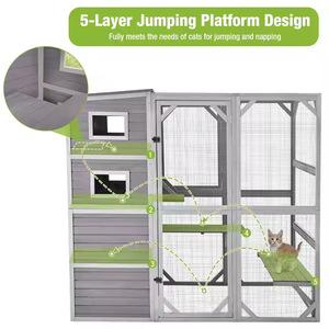 Enorme casa de madera para gatos con plataformas, recinto para gatitos al aire libre, condominio para gatos, Corralito, jaula para mascotas, Villa - Product Image 4