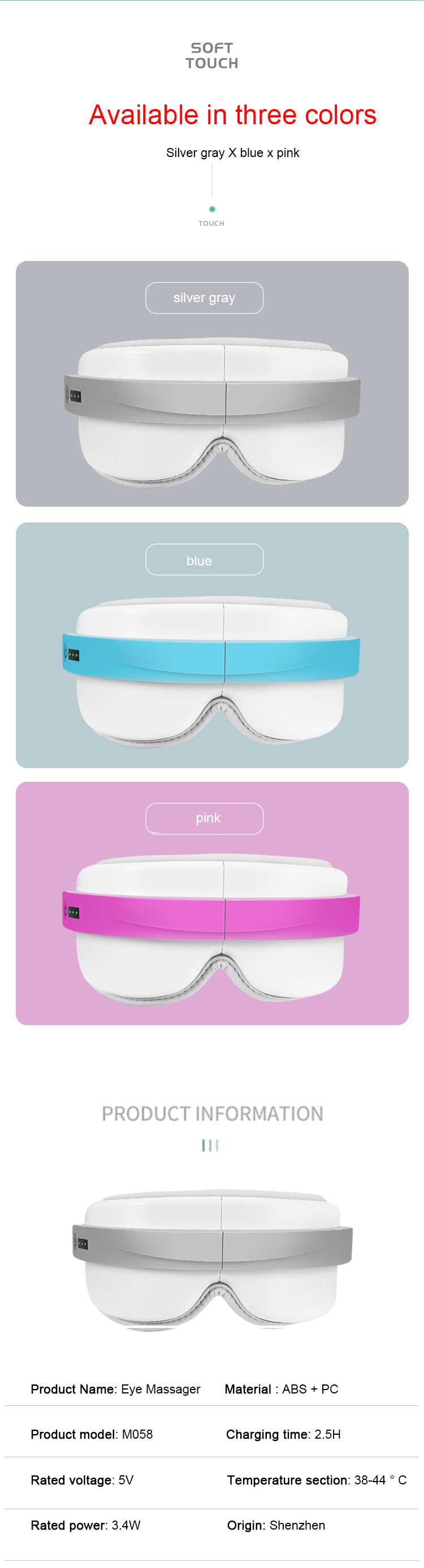 Best New Portable Relaxing Warm Brightening And Soothing Eye Care Beauty Face Facial Massager With Heat Compression