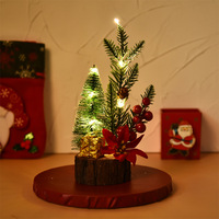 Nouvelle décoration d'arbre de Noël transfrontalière Led ornements de bureau de Noël à fond lumineux en bois