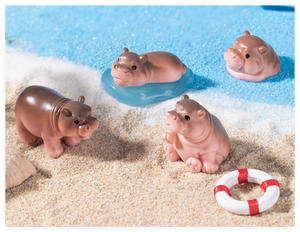 3D dibujos animados miniatura Dlollhouse Kits hipopótamo resina cabeza Animal figuritas estatua agua piscina estanque jardín Decoración Juguetes promocionales - Product Image 3