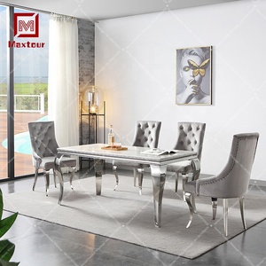 Thép Không Gỉ Bạc Bảng Charis Bộ Đồ Nội Thất Phòng Ăn Bàn Ăn Bộ 6 Ghế - Product Image 6