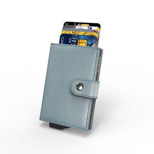 Tarjetero Minimalista CardHoda con Bloqueo RFID, Cierre de Broche, Cuero Sintético de Microfibra, Unisex, Cartera Corta, Azul Claro - Product Image 6