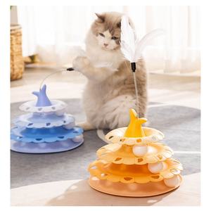 Los mejores suministros para mascotas, tocadiscos <span class=keywords><strong>interactivo</strong></span> para gatos, <span class=keywords><strong>rodillo</strong></span> divertido, ejercitador de bolas, pistas de rodillos para gatos, juguete de 4 niveles, juguete de pelota para gatos - Product Image 2