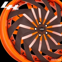 Jantes forgées 2/3 pièces 22-28 pouces personnalisées avec lèvre de 7 pouces, rayons torsadés, finition brillante orange, café, argent, trois tons, en alliage