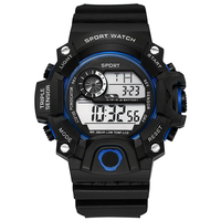 Jam tangan elektronik olahraga luar ruangan pria, jam tangan Analog Digital tahan air Stopwatch LED