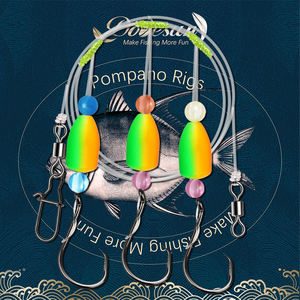 Önceden Hazırlanmış Pompano Olta Takımları, Sörf Balıkçılığı için Tuzlu Su Malzemeleri, Toptan Satış İçin Üçlü Kancalı - Product Image 6