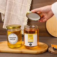 Bocaux de conserve uniques en verre en gros, 16 onces (500 ml), forme ronde, pour salsa, salade, gelée, confiture, miel, avec couvercles métalliques