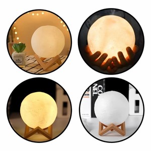 Moderna Lampada da Tavolo Decorativa Natalizia 10cm LED a Forma di Luna, Luce Notturna 3D Effetto <span class=keywords><strong>Cielo</strong></span> Stellato - Product Image 5