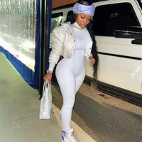 Solide moulante body femmes combinaisons 2022 à manches longues maigre barboteuses chaud Sexy Yoga vêtements personnalisés