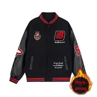 Blouson Américain Décontracté Automne-Hiver pour Couple, Style Baseball, Couleurs Contrastées, Broderie Lettres, en Toile pour Hommes et Femmes
