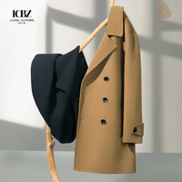 Trench-coat en coton lourd pour hommes pardessus chaud d'hiver avec revers simple boutonnage Slim Fit Long Style Blazer veste surdimensionnée