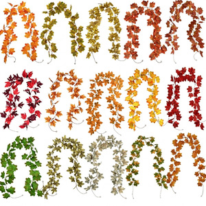 Guirlande de feuilles artificielles de 6 pieds pour décorations d'automne, plantes fleurières, vigne d'érable, pour Thanksgiving, Halloween, Festival de la Récolte - Product Image 1