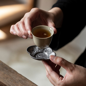 Chinese Retro Pure Tin Coaster Zen Style <b>Tea</b> <b>Tray</b> Heat Insulating Mat <b>Tea</b> Set Accessory Dehua - Product Image 4