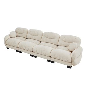 Canapé modulaire 4 places en tissu chenille confortable à design plissé avec assise en mousse ergonomique haute densité pour appartement et hôtel - Product Image 5