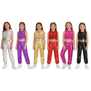 Traje de Baile Hip-Hop y Jazz para Niñas de 6 a 16 Años, Top Corto con Capucha y Pantalones, para Presentaciones, Clases de Baile, Espectáculos, Traje de Baile Moderno - Product Image 1