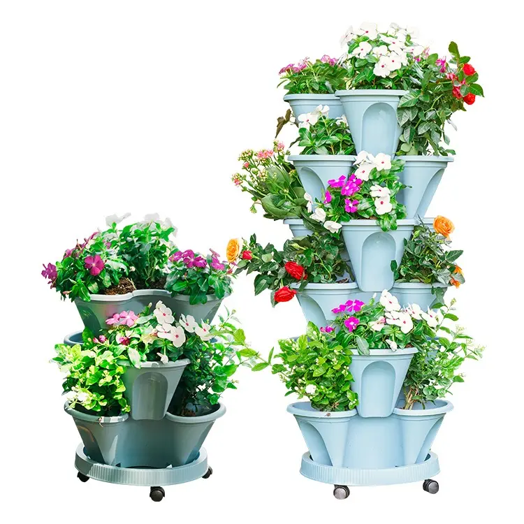Strawberry Vertical Stackable Planter Plastic Garden Pots Flower Pot Tower Indoor Garden Plastic Flower Pots & Planters