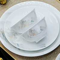 Service de vaisselle de luxe en porcelaine fine, assiettes, plats à dessert et bols à soupe en porcelaine blanche de haute qualité, 72 pièces, pour mariage ou cadeau de pendaison de crémaillère