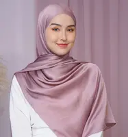 Satin Hijabs Satin GLS041 China Custom Ethnic Satin Slik Scarf For Women Plain Twill Silk Hijabs Wholesale Muslim Scarves Shawls