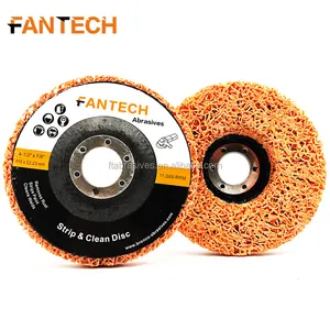 Fantech alat abrasif 1 kotak 5 buah 4 inci 100mm Strip abrasif oranye dan cakram bersih untuk logam Gerinda