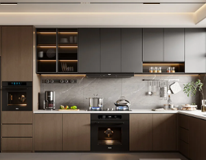 Armoire de cuisine en bois robuste Armoire compacte équipée de tiroirs <span class=keywords><strong>Kitchenette</strong></span> murale peu encombrante pour cuisines de petits appartements - Product Image 2