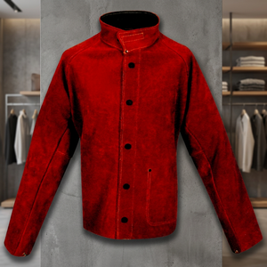 Veste anti-chaleur en polyester rouge, col montant, fermeture à boutons, résistance à la chaleur 200°C-500°C, protection de niveau C pour atelier d'usine - Product Image 4