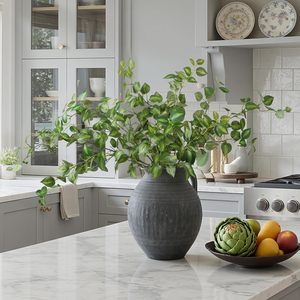 Vente en gros de feuilles d'eucalyptus artificielles, branche de feuilles en plastique pour la décoration de mariage, de la maison, de la table, fleurs décoratives - Product Image 4