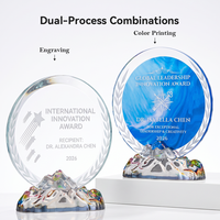 Nouveau trophée octogonal en cristal avec base montagne irisée 3D – Récompense pour événements sportifs et reconnaissance d'entreprise