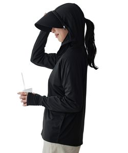 Sudadera con Capucha y Visera para Mujer, Protección Solar, Manga Larga, Transpirable, Color Sólido, Ropa de Exterior para Verano, Estilo Casual - Product Image 1
