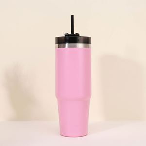 Gobelet isotherme portable en acier inoxydable de 30 oz avec paille pour voiture, café glacé, camping et activités de plein air - Product Image 5