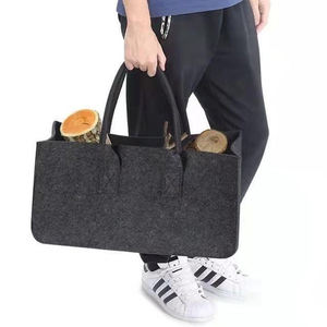 Custom Size Logo Premium Eco-friendly <strong>Large</strong> Foldable Heavy Duty Minimalist Indoor <strong>Log</strong> Carrier Felt Organizer Bag Firewood <strong>Basket</strong> - Product Image 3