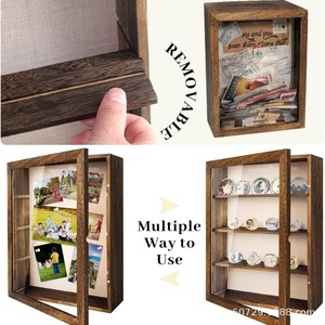 Shadow <b>Box</b> Frame With Flip Top And Lock 4 Layers Rectangle Desktop Display Case For <b>Photo</b> Medal Dried Flower Specimen <b>Storage</b> - Product Image 4