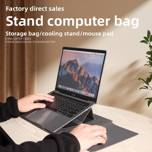 Housse pour ordinateur portable MKW4378 avec logo personnalisé, 13, 14, 15 pouces, avec support, en cuir PU imperméable, sacoche de voyage pour ordinateur portable, pochette pour accessoires - Product Image 5