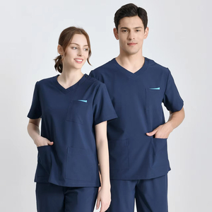 Set di Divise Mediche per Donna, Top Classico Unisex con Scollo a V e Pantaloni a Gamba Dritta, Uniforme Medica per Dottori e Infermieri - Product Image 2