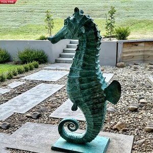 Statue de <span class=keywords><strong>hippocampe</strong></span> en bronze YOUFINE, patine verte, sculpture de vie marine pour la décoration de jardins en bord de mer et de piscines de complexes hôteliers - Product Image 1