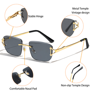 HBK 2025 Fashion Frameless <strong>Sunglasses</strong> with <strong>Blue</strong> Gradient <strong>Lens</strong> Rimless Alloy Frame Luxury Logo for Men Women's Shopping Travel - Product Image 6