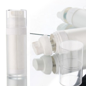 Bouteille à pompe en verre sans air en plastique recyclé, logo personnalisé, bouteille à pompe cosmétique, double tubes, 50 ml, bouteille à pompe pour lotion - Product Image 1