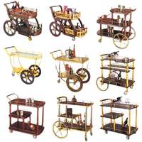 Chariot de bar/chariot à vin/chariot à desserts de luxe en titane doré, haute qualité, forte capacité de charge, pour hôtels et restaurants (vente en gros)