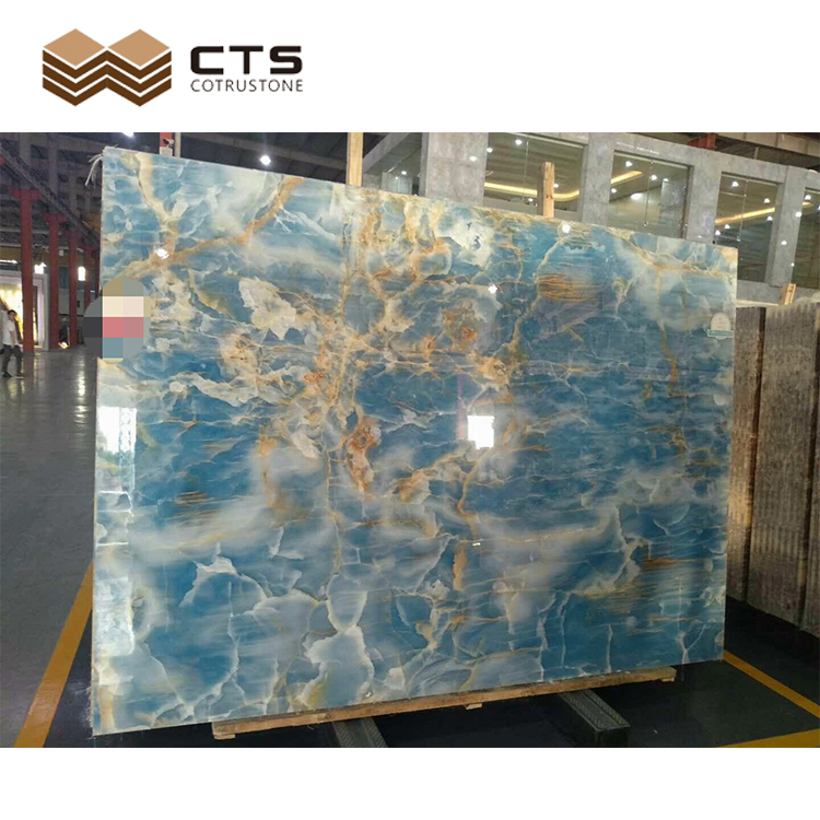 Luxury Blue Irregular Veins Fancy Design Style Natural Interior Floor Wall Onyx Slabs