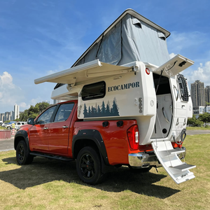 Camper RV à glissière escamotable pour pick-up, coque <span class=keywords><strong>de</strong></span> camping-car à toit relevable 3 couchages avec douche, toilettes, cuisine, réfrigérateur, panneaux solaires - Product Image 1