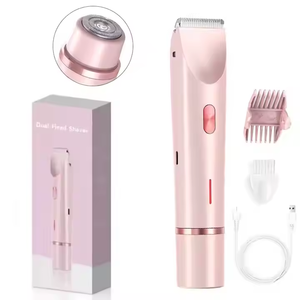 Depiladora Eléctrica <span class=keywords><strong>para</strong></span> Mujer, Afeitadora <span class=keywords><strong>de</strong></span> Doble Cabezal, Recortadora Indolora Giratoria <span class=keywords><strong>para</strong></span> Bikini, Cejas, Cara, Piernas y Axilas - Product Image 1