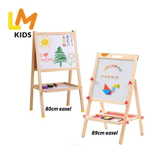 Multifunction Wooden Double Sided Magnet Learning Stem Foldable Painting Baby Drawing Easel Board Games Toys For Kids Boys Girls