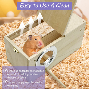 Cachette en bois de <span class=keywords><strong>hamster</strong></span> avec jouets à mâcher-Maison d'habitat en bois naturel pour gerbilles de souris naines syriennes <span class=keywords><strong>Cage</strong></span> pour petits animaux - Product Image 5