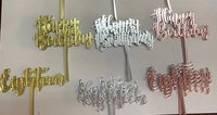 Décorations de gâteaux et de cupcakes en PP+ papier pailleté de 15 cm avec support en acrylique - Marque Yulong