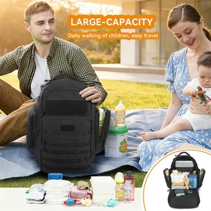 <span class=keywords><strong>Sac</strong></span> à <span class=keywords><strong>dos</strong></span> à langer tactique inspiré de l'armée en nylon Cordura 1000D imperméable <span class=keywords><strong>avec</strong></span> sangles Molle, capacité 34L, fermeture éclair et matelas à langer - Product Image 1