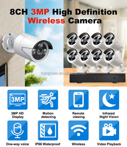 Hongnaer ngoài trời Wifi 3MP Video 4CH NVR Home IP an ninh CCTV <span class=keywords><strong>Camera</strong></span> Kit Set eseecloud hệ thống wifi giám sát không dây hệ thống - Product Image 2